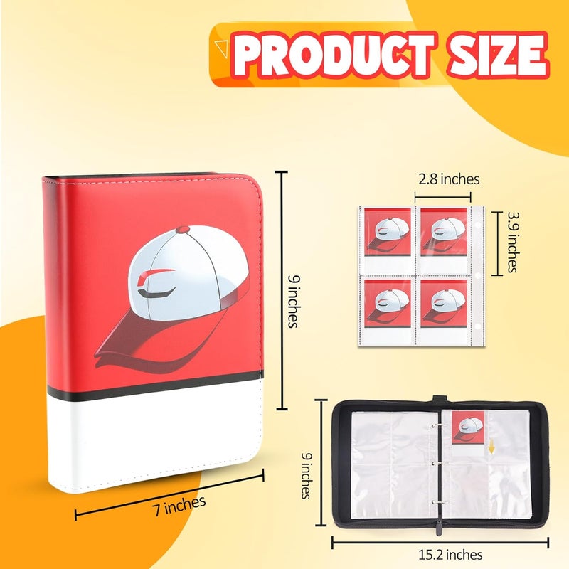 Daisiki Premium Collectible Trading Card Albums，Card Binder Fits 400 Cards with 50 Removable Sleeves，Display Game Card Case book Holder, Boys Hats Themes - Image 2